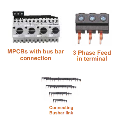 LT MOG Accessories Relay - MPCBs with bus bar connection - Connecting Busbar link - 3 Phase Feed in terminal