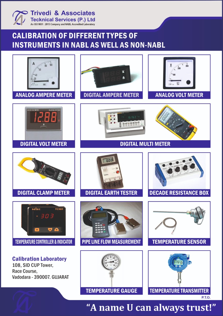 Calibration and Certification of Different types of Instruments to Comply with ISO/IEC 17025:2017 Requirements and NABL Accreditation Approval Lab. (CALIBRATION AT LAB AS WELL AS SITE)